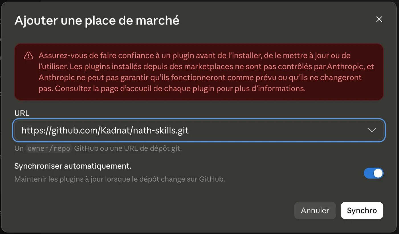 Étape 3 : Collez l’adresse du dépôt, puis Synchro